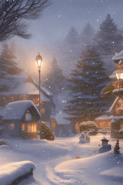 Fantasy Wallpaper Christmas Time in the Snowy Village · Creative Fabrica