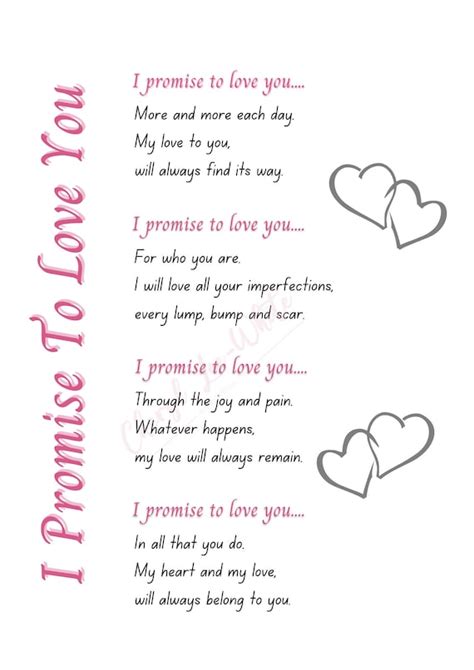 I Promise to Love You A4 Poem Print Digital Download - Etsy UK