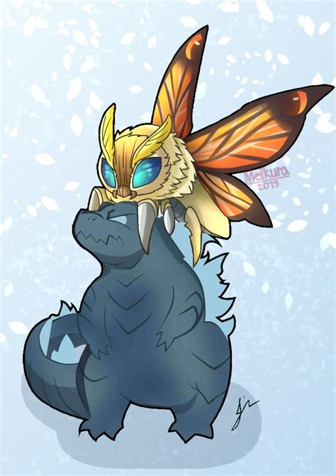 Godzilla and Mothra art collab by KyublueStarNight | Godzilla wallpaper ...