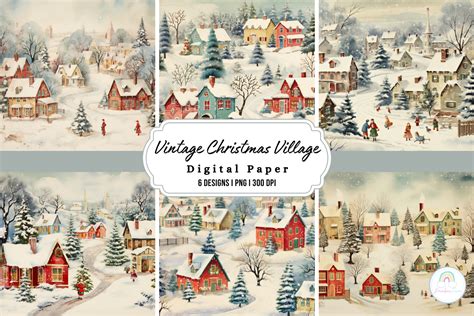 Vintage Christmas Village Background Graphic by Rainbowtown · Creative ...