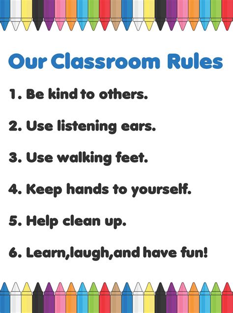 Classroom Rules Sheet