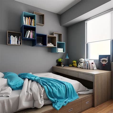 Gorgeous bedroom with chic modern style and smart storage units | Wall ...