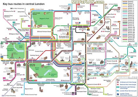 Key bus routes in central London (with top tourist attractions) - Vivid ...