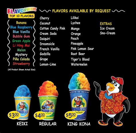 Menu for Kona Ice in Honolulu | Kona ice, Mango ice cream, Peach daiquiri