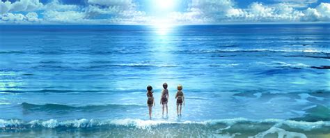 Eren With Mikasa And Armin At The Beach Live Wallpaper - MoeWalls