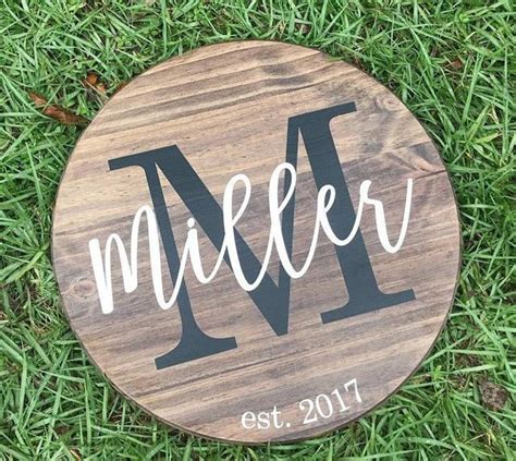 Personalized Wooden Sign Round Wood Sign Last Name | Etsy ...