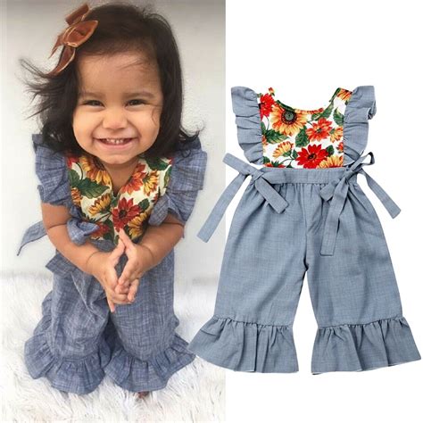 Meihuida - 1-6T Toddler Baby Girls Clothes Ruffle Sunflowers Romper ...