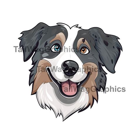 Australian Shepherd SVG Art, Clipart, PNG, Cartoon Art Files, Digital ...