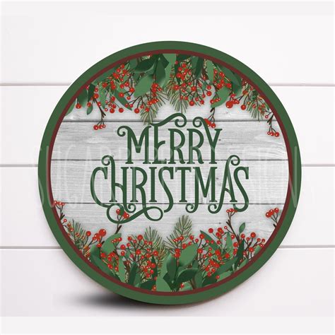 Wreath Sign, Merry Christmas Sign, Rustic Christmas Round Metal Wreath ...