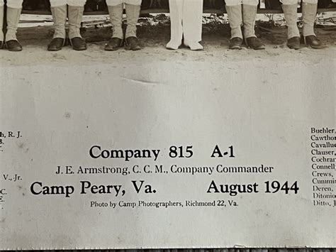 WWII Camp Peary Virginia US Navy Photo 1944 Cmdr Armstrong NAMED ...