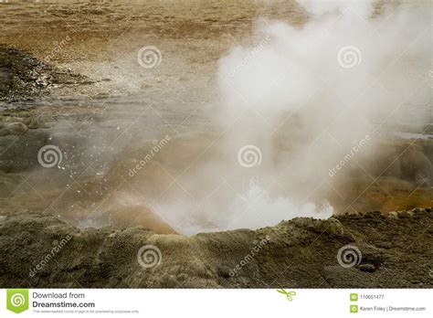 Steaming Geyser Vents at Fountain Paint Pots in Yellowstone National ...