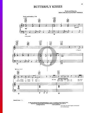 Butterfly Kisses (Bob Carlisle) Piano Sheet Music - OKTAV