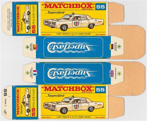 #MB55A #55 #POLICE CAR #F-BOX #SUPERFAST #1970 | Matchbox, Box template ...