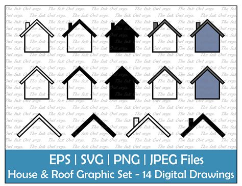 Simple House & Roof Clipart Set / Outline Stamp Silhouette - Etsy UK