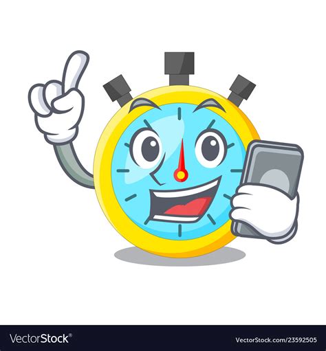 With phone stopwatch in the cartoon shape funny Vector Image