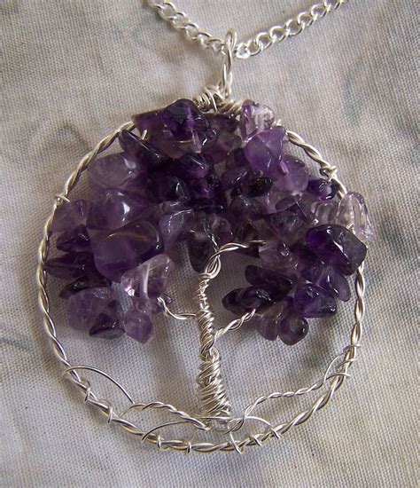 Buy a Hand Crafted Amethyst Tree Of Life Necklace Pendant With Chain ...