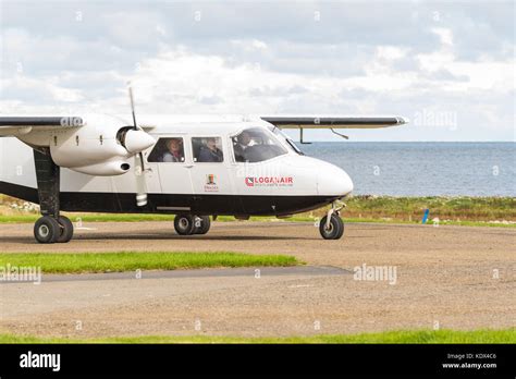 Loganair plane at Westray airport after flying from Papa Westray ...