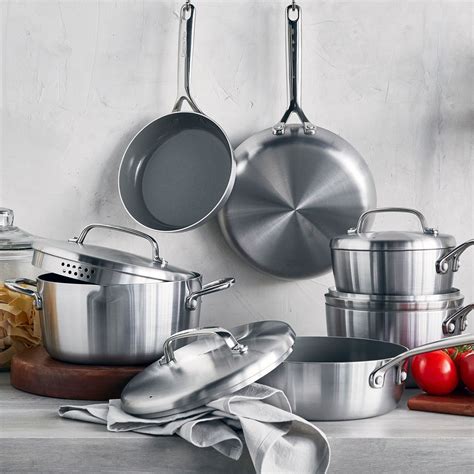 GreenPan GP5 Stainless-Steel Ceramic Nonstick 11-Piece Cookware Set on ...