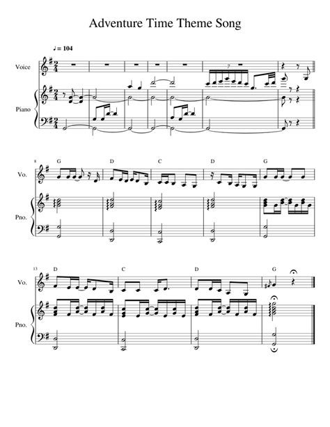 Adventure Time Theme Song Sheet music for Piano, Voice | Download free ...