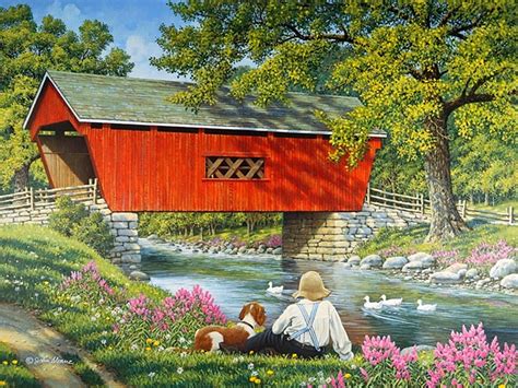 Covered Bridge Painting at PaintingValley.com | Explore collection of ...