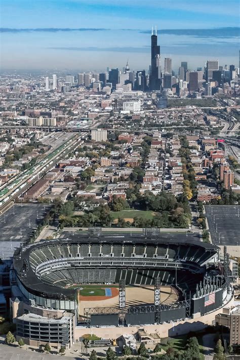 White Sox Stadium, US Cellular Field, Chicago Skyline, Vertical Photo ...