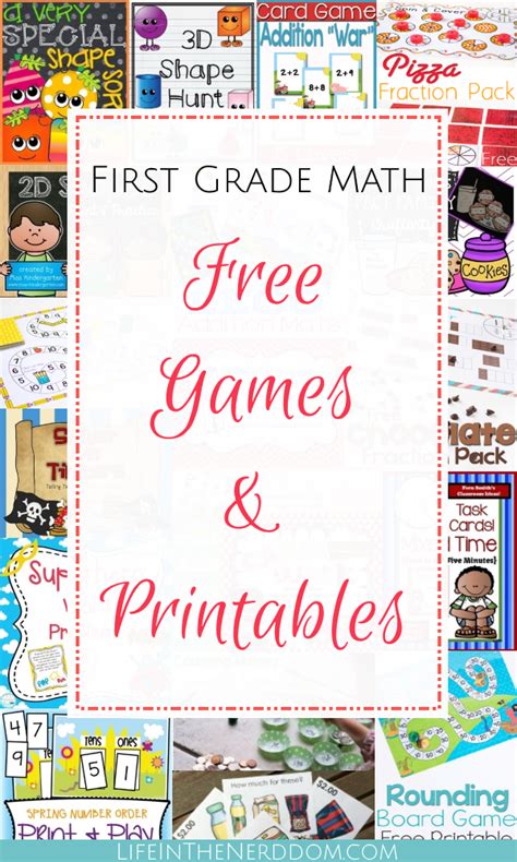 First Grade Math Free Games & Printables at LifeInTheNerddom.com