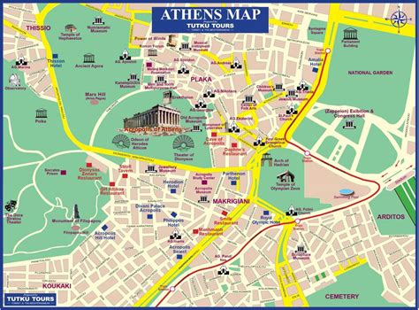 Athens attractions map - Athens greece attractions map (Greece)