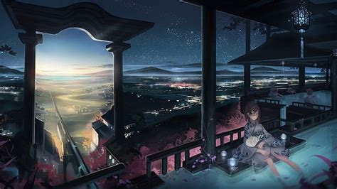 HD wallpaper: anime TV still, landscape, city, Japan, sunset, sky ...