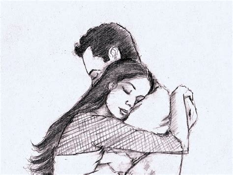 Romantic Hug Pencil Sketches