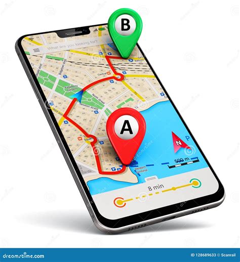 Smartphone Con La Navegación App Del Mapa De GPS Stock de ilustración ...