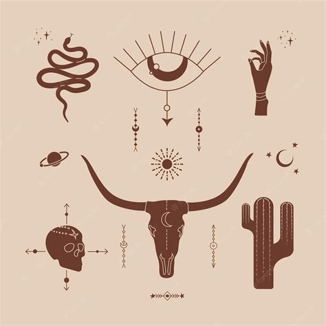 Premium Vector | Western boho set vector stickers pack wild west, isolated