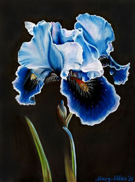 Blue Iris, Painting by Mariam Mary Ellen | Artmajeur | Iris painting ...