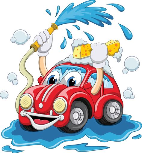 Cartoon car washing with water pipe and sponge 5332449 Vector Art at ...