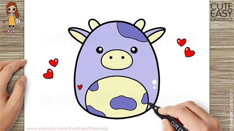 How to Draw Cute Cow - Squishmallow Easy Step by Step - YouTube