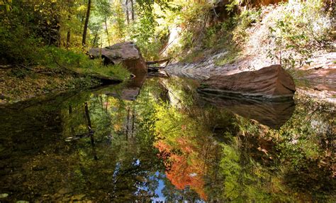 River's reflection | Oak creek canyon, Arizona hiking, Oak creek