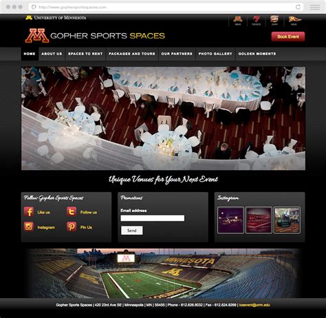 Gopher Sports Spaces Website | Portfolio | Printing Services