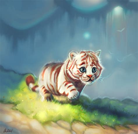 Little White Tiger, Okan Bülbül | Animal drawings, Tiger art, White ...