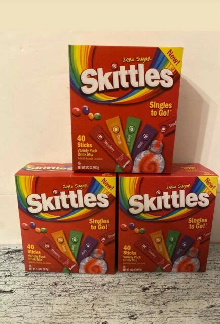 Skittles Zero Sugar Singles To Go Sugar Free Drink Mix 120 Sticks 3 ...