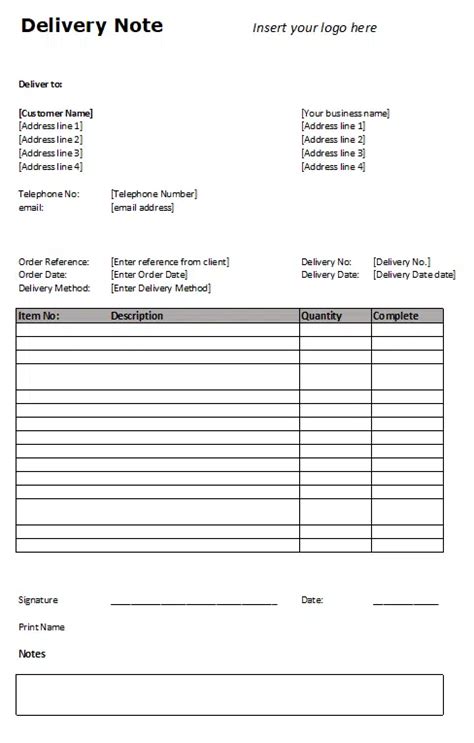 Delivery Note Template Guide And FREE Download In Excel