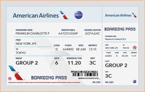 American Airlines Ticket Template Ideas