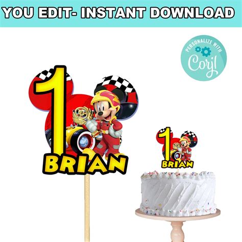 Mickey Roadster Racers Cake Topper Self-editing Instant Download - Etsy