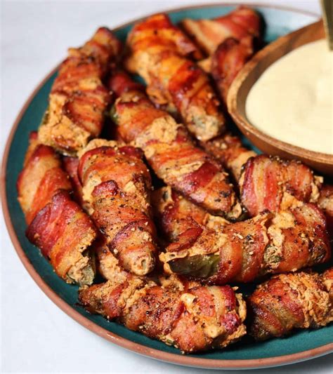 Bacon Wrapped Air Fryer Jalapeño Poppers - Kinda Healthy Recipes