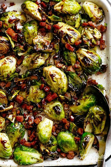 Roasted Brussels Sprouts with Bacon - Cafe Delites