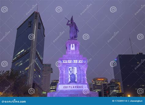 Cuauhtemoc Statue in the Center of Mexico City, Mexico Editorial Stock ...