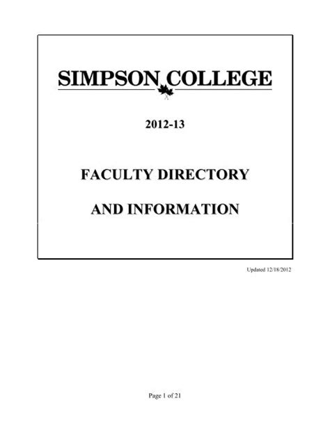 2012-13 faculty directory and information - Simpson College