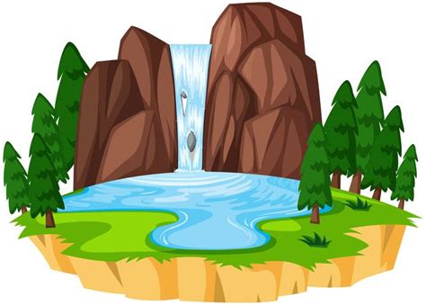 A beautiful waterfall landscape 293679 Vector Art at Vecteezy