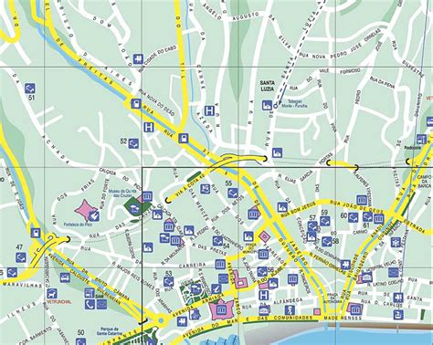 Madeira map - Funchal street map with hotel indication