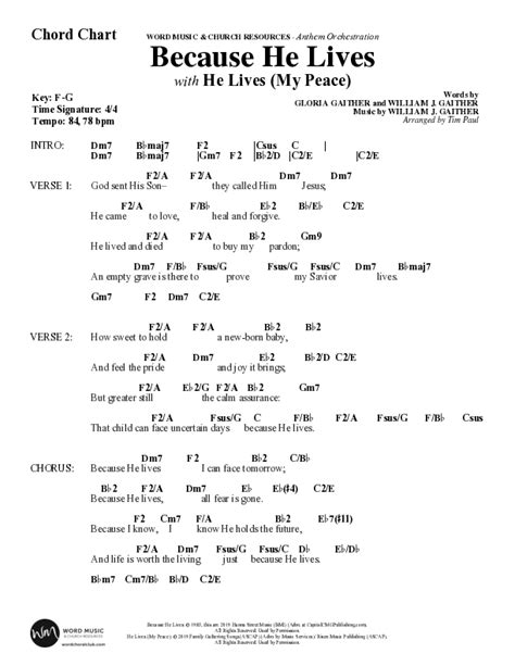 Because He Lives with He Lives (My Peace) (Choral Anthem SATB) Chords ...