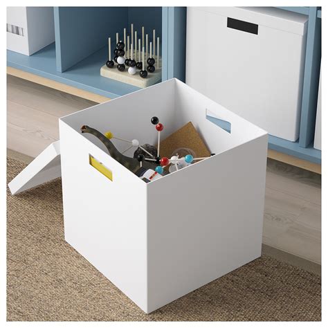 TJENA Storage box with lid - white - IKEA Display Shelves, Shelving ...