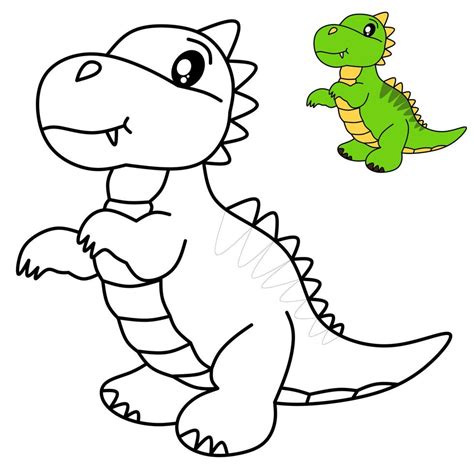 vector drawing of cute dinosaur for coloring book 17673845 Vector Art ...